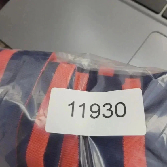 Striped Lands End Womens T-Shirt Size L Navy & Orange Casual Short Sleeve 30PT - Picture 8 of 8